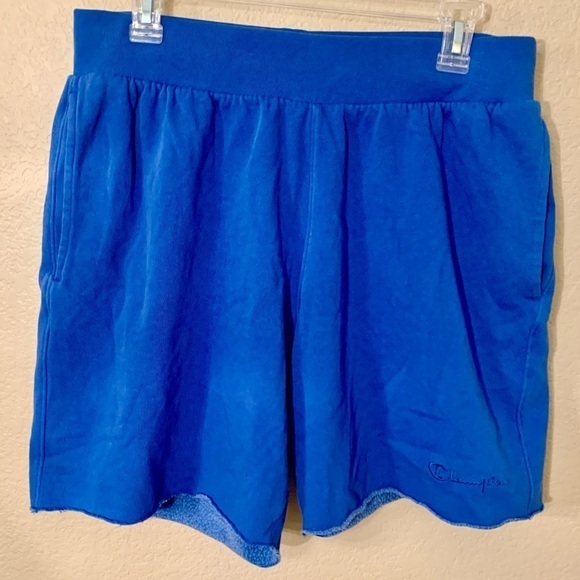 NEW Champion Shorts Medium Blue Cut-Off Style Sweatshorts Elastic Waist Pockets - Picture 1 of 11
